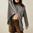 Stylish Cashmere Pullover Front Split Winter Tunic tops for Women
