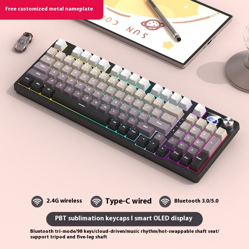 98-Key Wireless Bluetooth Mechanical Keyboard – Triple-Mode Gaming & Office | 30 Styles