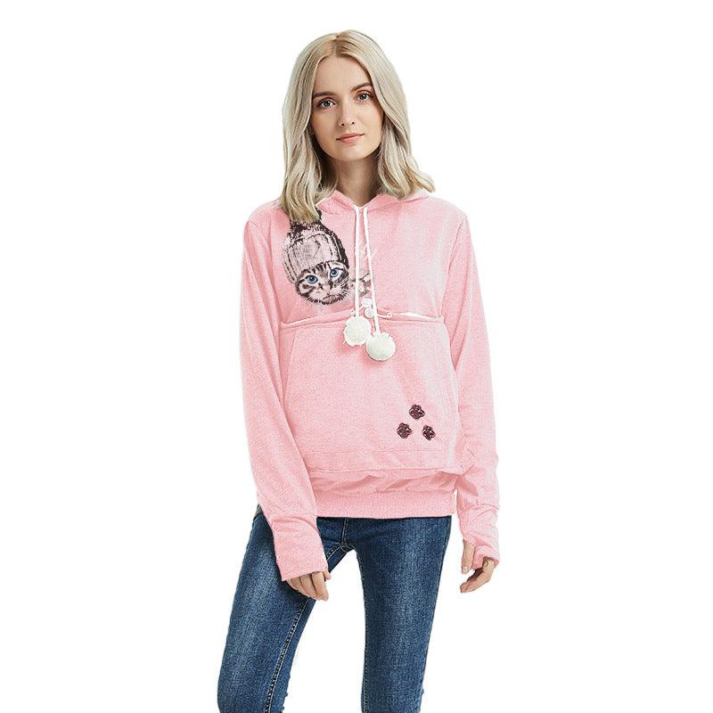 Cute Cat Hoodie Sweatshirt with Big Pocket – Women's Hooded Top
