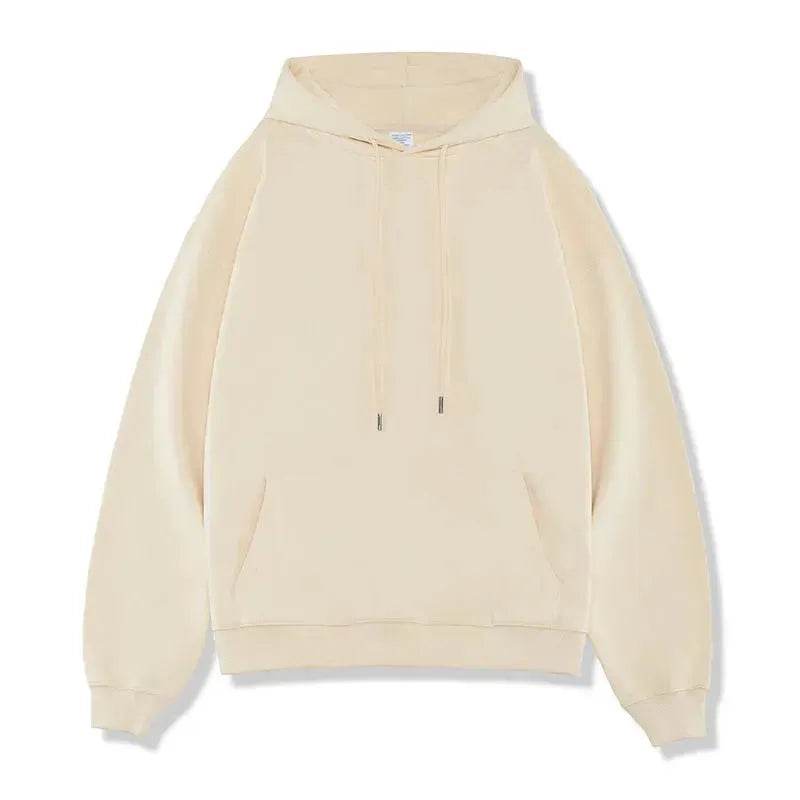 Plain Color American Retro Hoodie Pullover Sweatshirt Men