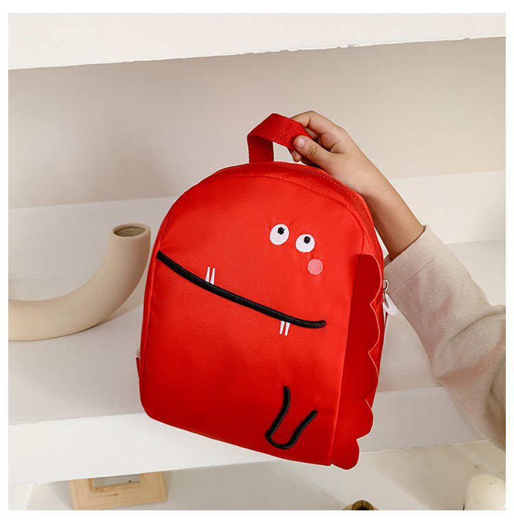 Cartoon Animal Face Kids Nylon Backpack – Cute School Bag for Children (Pink, Green, Yellow, Red)