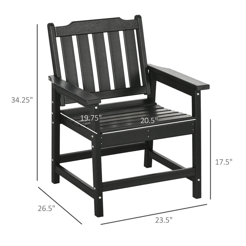 2 Piece All-Weather Patio Chairs, HDPE Patio Dining Chair Set, Heavy Duty Wood-Like Outdoor Furniture, Black