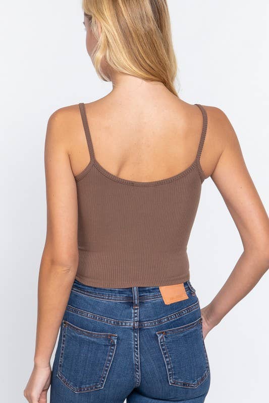 Sweetheart Neck Heavy Rib Knit Cami Top