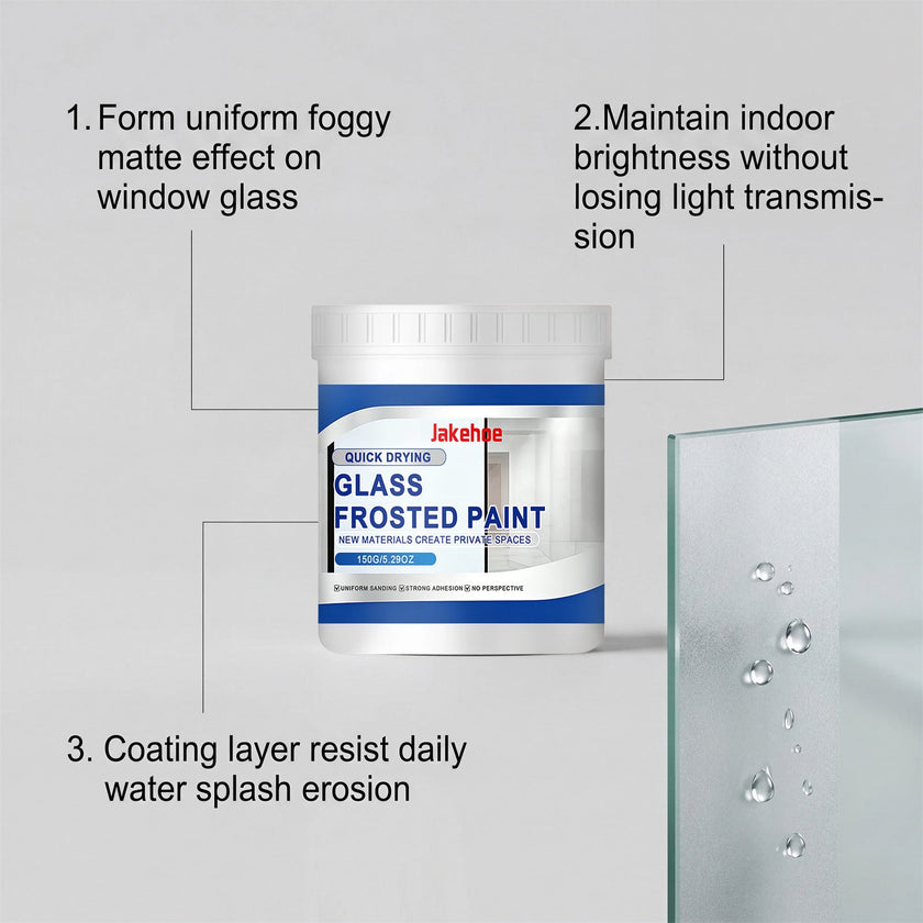 JAKEHOE Frosted Glass Privacy Paint — Waterproof Semi-Transparent Coating for Bathroom Doors & Windows