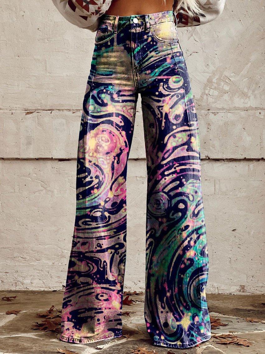 3D Graphic Printed Wide Leg Pants for Women – High Waist Bootcut Graphic Trousers