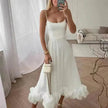 Fashion Suspenders Large Flower Swing Three-dimensional Flower A- Line Skater Dress Womens Clothing