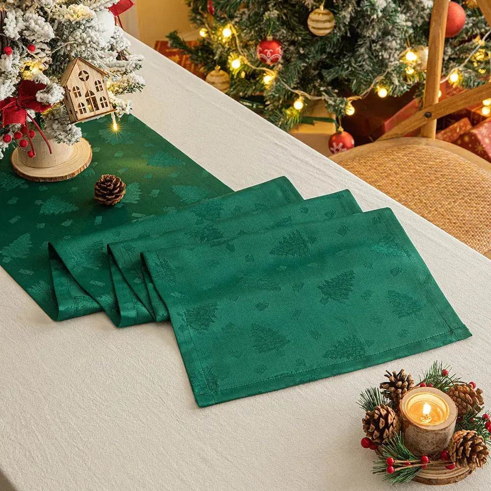 Christmas Table Runner Dark Jacquard Dining Table