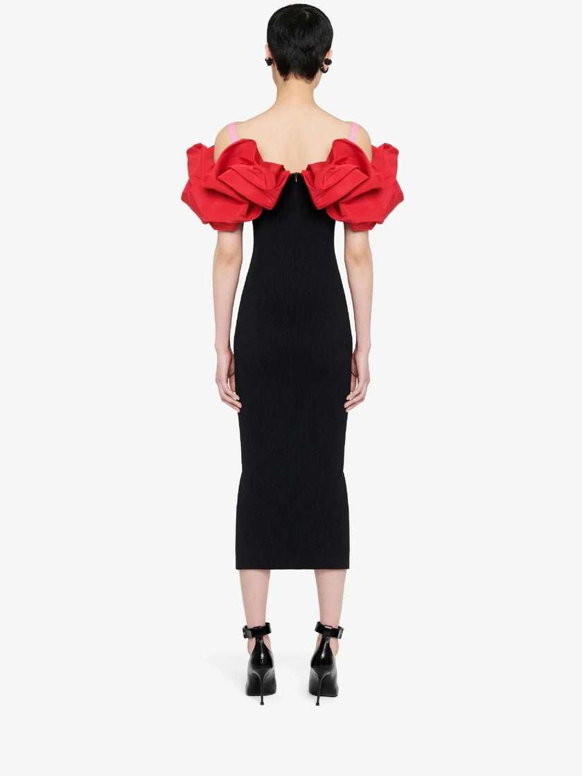 Bandage One-piece Dress European And American Elegant Off-neck Party Dress