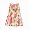 New Spring Summer Retro Pattern Midi Floral Pleated Skirt