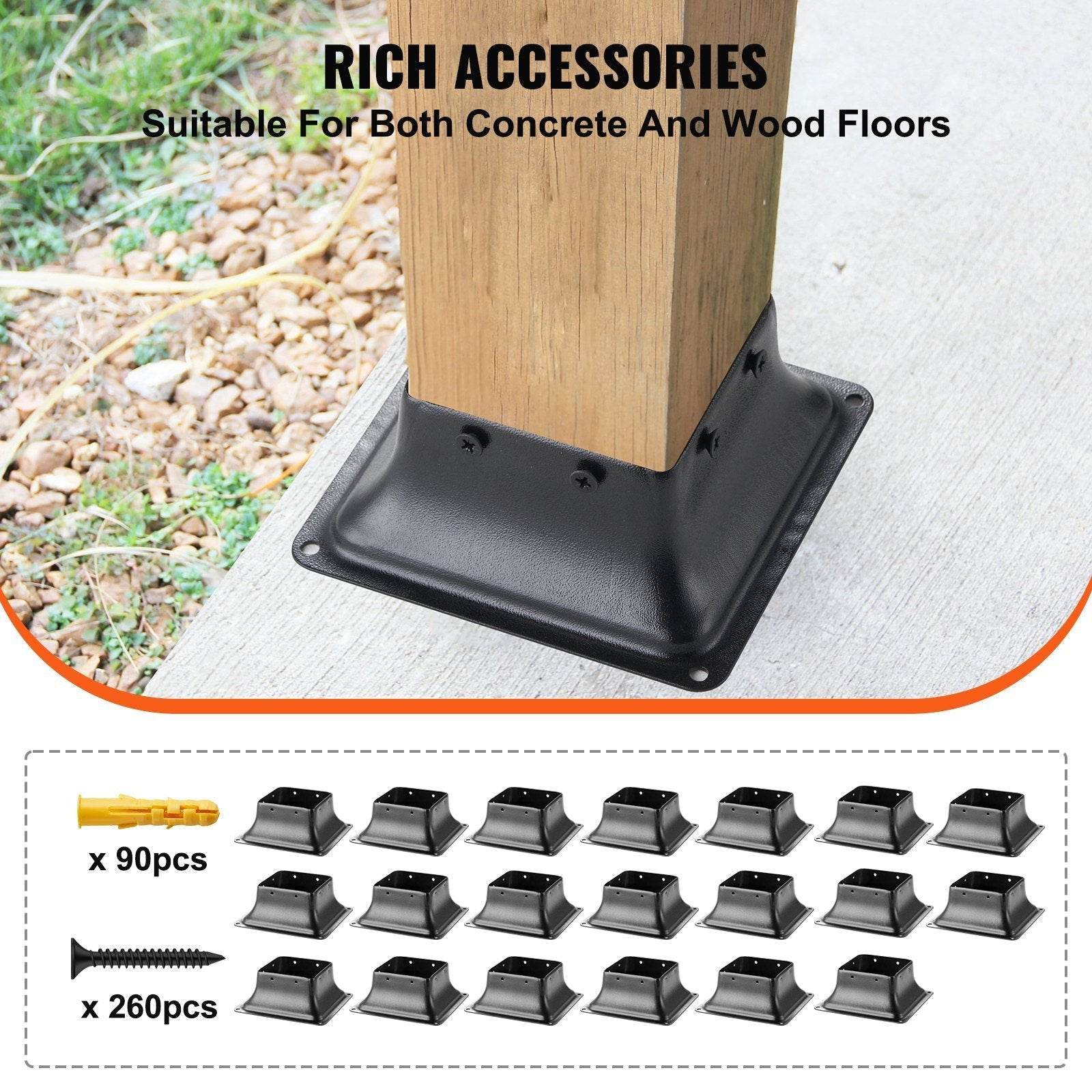4x4 Post Base 20Pcs, Internal 3.6x3.6 Heavy Duty Powder-Coated Steel Post Bracket Fit For Standard Wood Post Anchor, Decking Post Base For Deck Porch Handrail Railing Support