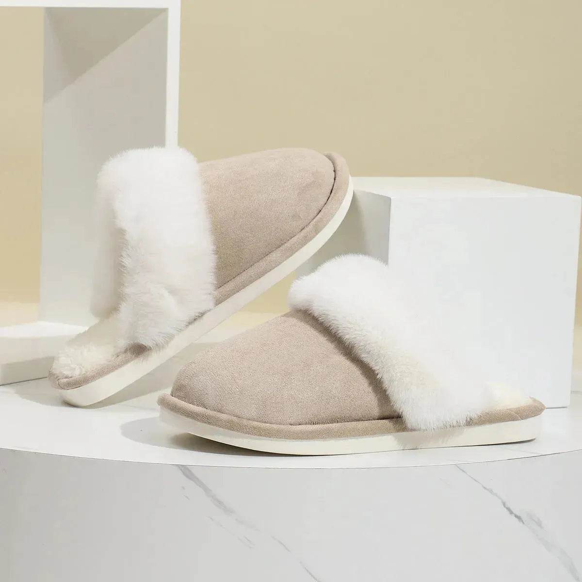 Winter Warm Plush Slippers for Women and Men, Non-Slip Fuzzy House Shoes