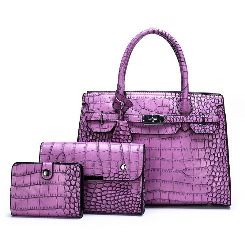 Crocodile Pattern New Fashion 3 in 1 cooperate Work leather Handbag
