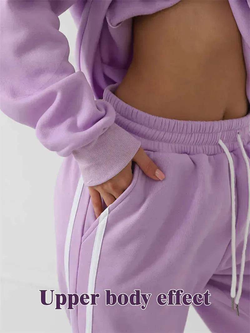 Fashion Casual joggers and hoodie set women's