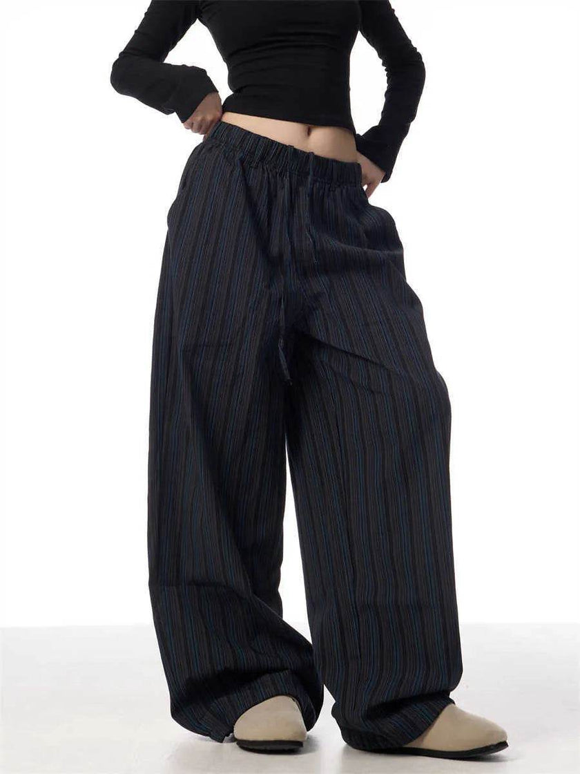 American Vintage Stripe Machete Wide-leg Casual Baggy Trouser Pants Women