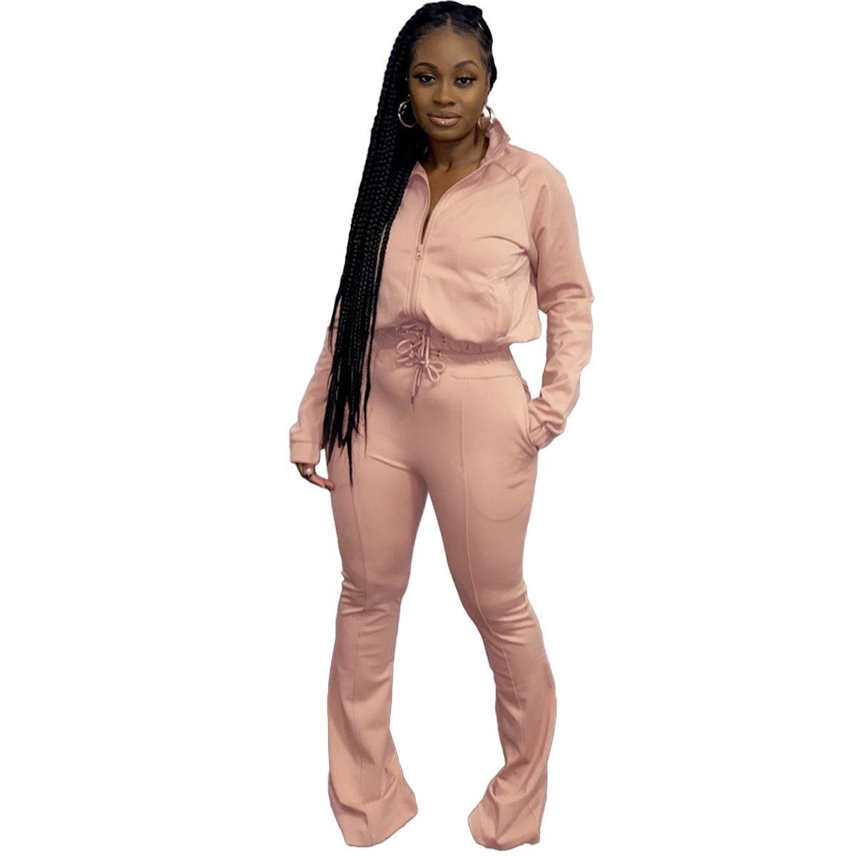 Women 2pcs Long sleeve Wide leg Pant set