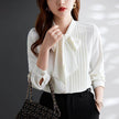 Women neck tie Chiffon Long Sleeve Shirt For work