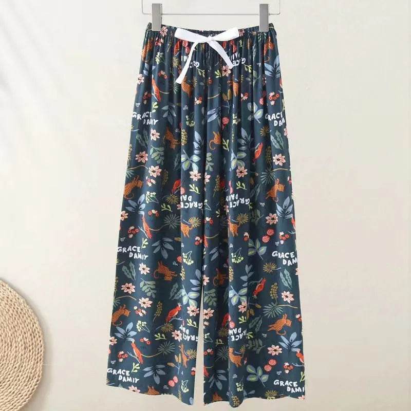 Cotton Silk Pajama Lounge trouser Pants Summer Women