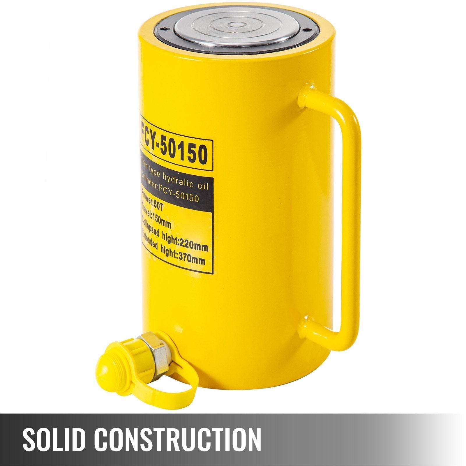 50T 6In Stroke Hydraulic Cylinder Jack Solid Single Acting Hydraulic Ram Cylinder 150mm Hydraulic Lifting Cylinders For Bending, Straightening And Pulling On Trucks, Tractors And Heavy Equipm