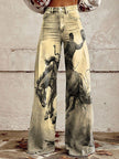 Graphic Printed Bootcut Jeans for Women – Wide Leg Printed Denim Trousers