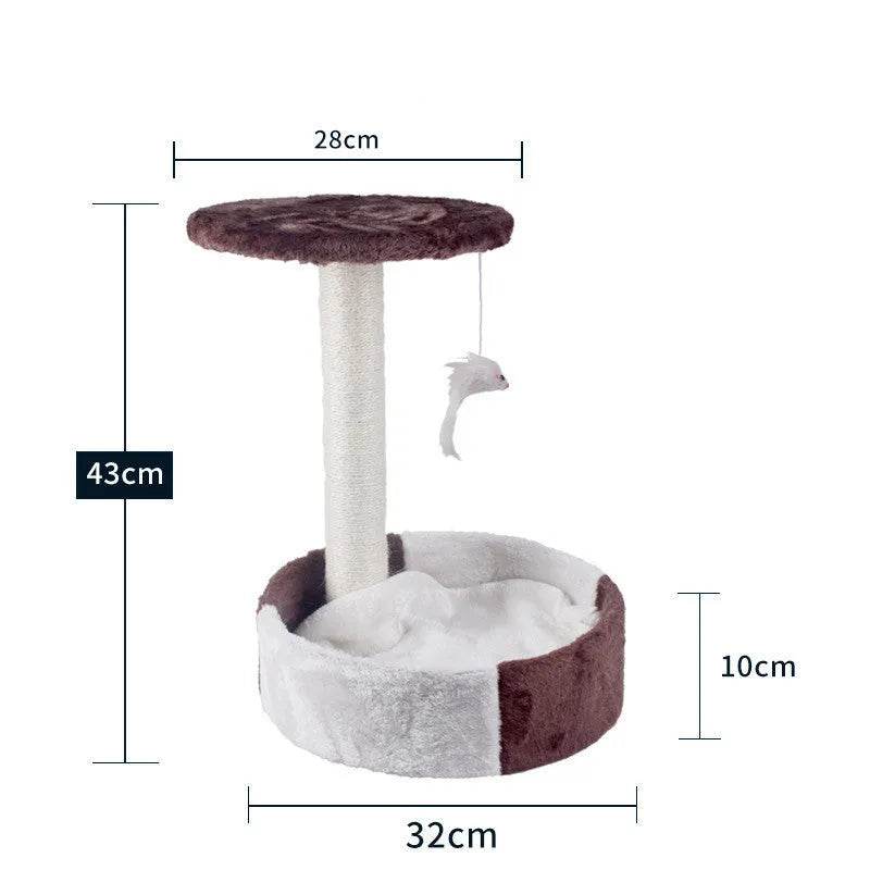 Cat Scratching Post with Platform & Hanging Toy – Multi Level Cat Tree Scratcher with Plush Bed