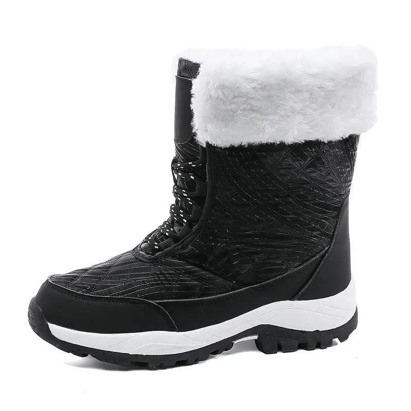 Winter Waterproof Snow Boots Women's Mid-calf Front Zipper