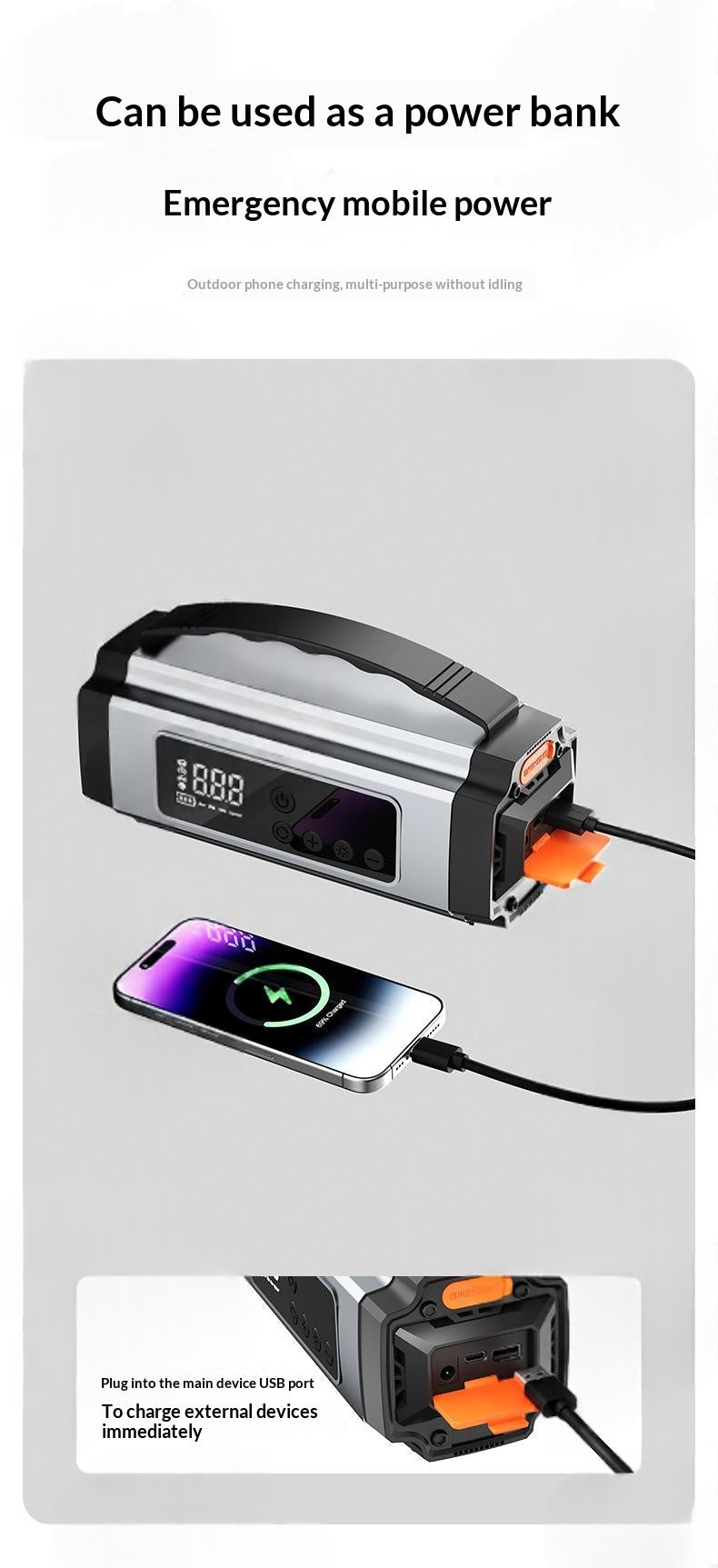 3-in-1 Portable Cordless Car Jump Starter & Tire Inflator – 6000mAh/8000mAh Emergency Kit Canada USA