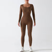 Women’s Seamless Long Sleeve Yoga Jumpsuit, Full Body Activewear One-Piece