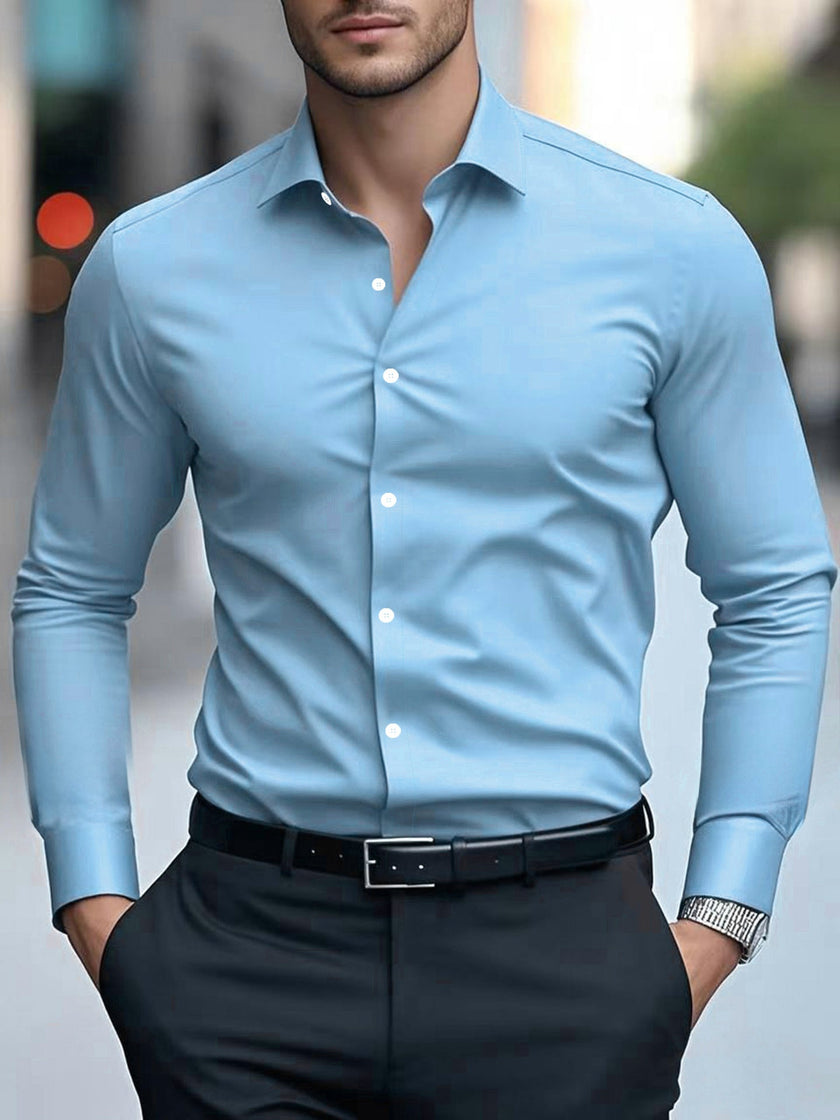 Men's Slim Fit Long Sleeve Business Dress Shirt – 12 Colors, S–3XL | Canada & USA