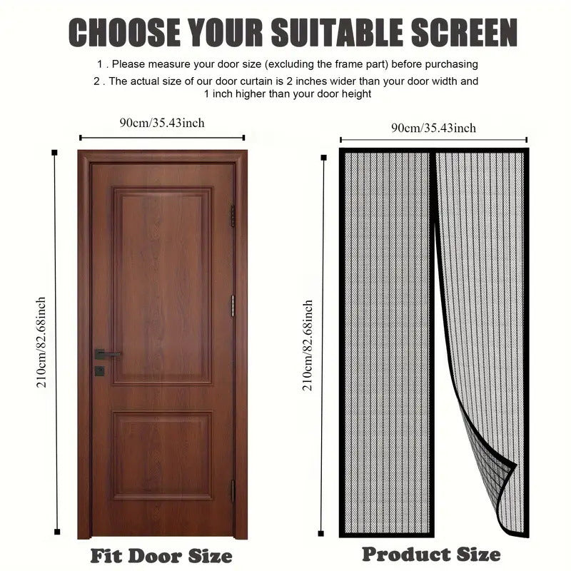 Magnetic Insect-Proof Door Curtain – Breathable Mesh Screen, Black & White, 90–120cm