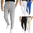Men's Casual Fashion Waffle High Waist Drawstring Elastic fitted straight leg Pant