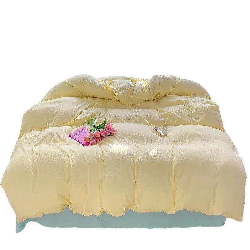 Class A Washed Cotton Four-piece Set Pure Color Duvet Cover Sheets