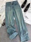 Starry Diamond In The Debris Rhinestone Straight Baggy Jeans Pant For Women