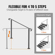 Handrails For Outdoor Steps, Fit 3-5 Steps Outdoor Stair Railing, Wrought Iron Handrail, Flexible Front Porch Hand Rail, Black Transitional Hand Railings For Concrete Steps Or Wooden Stairs