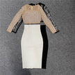 2-Piece Beaded Mesh Long-Sleeve Top and Midi Pencil Skirt Work Set