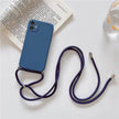 Solid Color Diagonal Lanyard Phone Case Silicone Couple Phone Case