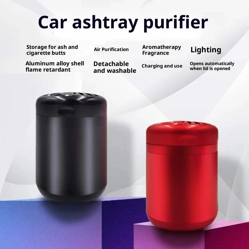 Smokeless Ashtray Air Purifier – Aluminum Alloy Rechargeable Design for Car, Home & Office