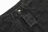 Pocket Design Loose Denim Straight-leg Trousers Men Jeans