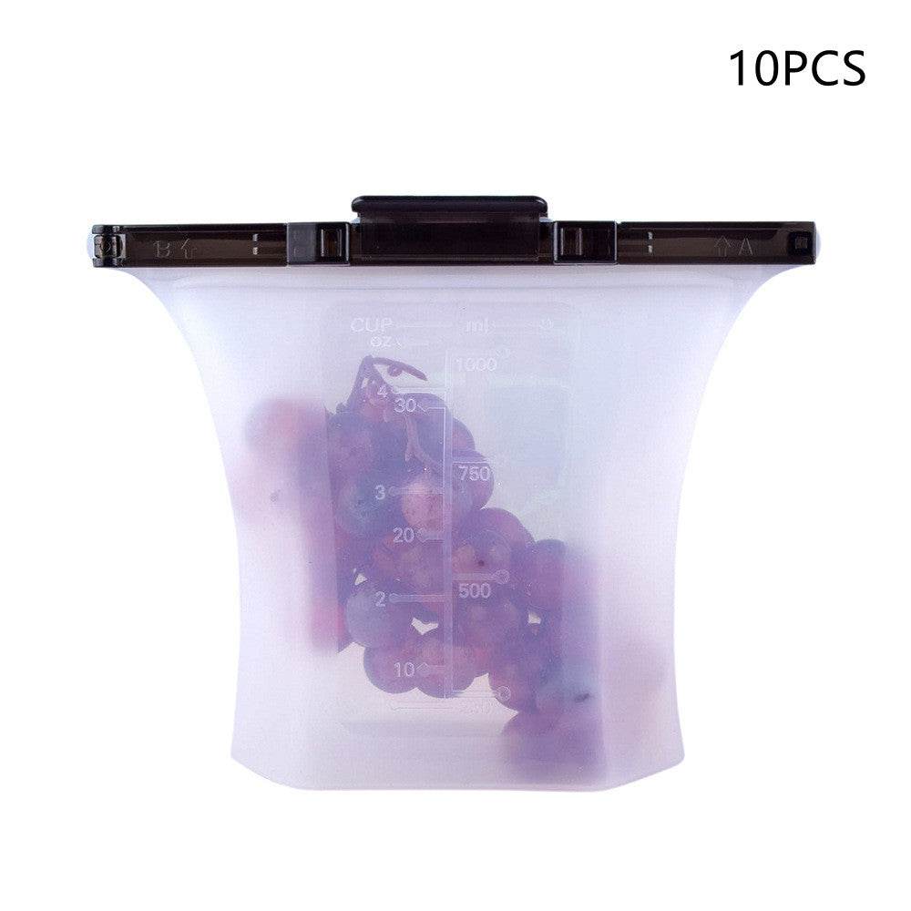 10pcs Kitchen Refrigerator Silicone Food Storage Bag