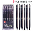 Falix Friction Erasable Push Gel Pen 0.5mm – Black & Blue, Single or 6-Pack