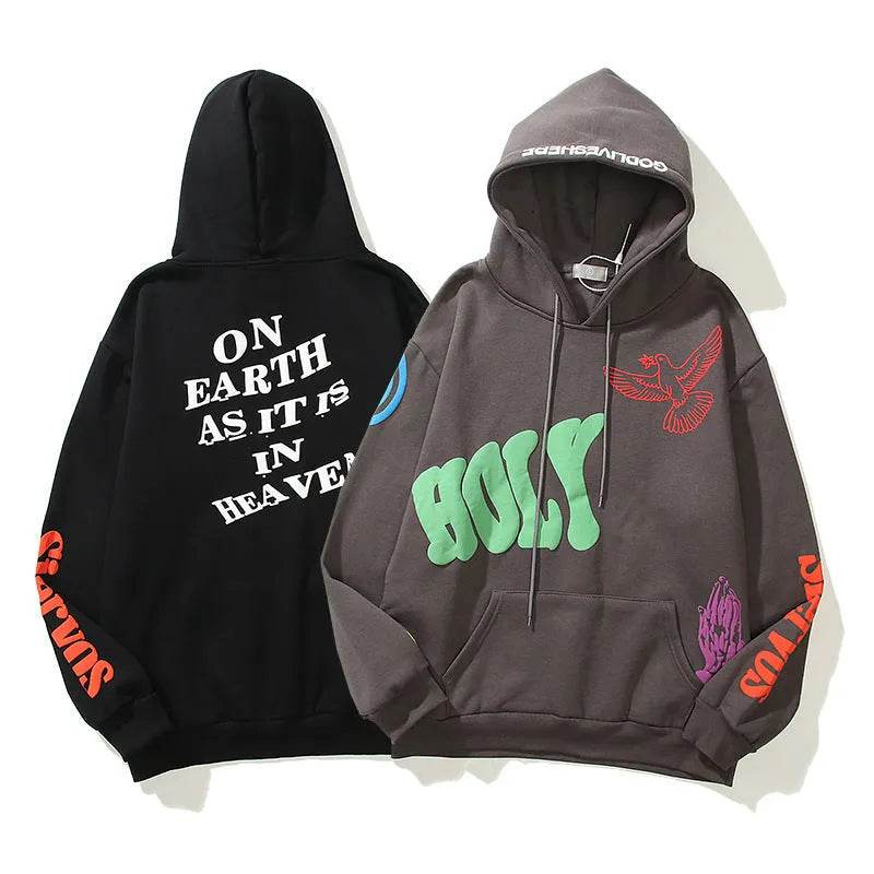 Women High Street Three-dimensional Foam Graffiti Printed Hoodie In Autumn And Winter