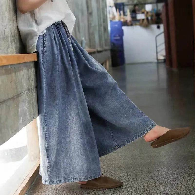 New Wide Leg Slim Women's Short Lantern Baggy Jeans Pant Women