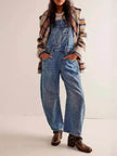 Women's Loose Denim Overalls Jumper – Casual Bib Suspender Jeans Jumpsuit with Pockets | Streetwear