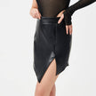 High Fashion Hot Girl Mid Waist Mini Split leather Skirt
