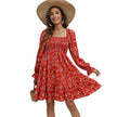 Casual Spring And Summer lantern Sleeve floral Mini Dress