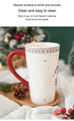 Christmas Large Capacity Nordic Christmas Tall Hat Ceramic Relief Mug Cup