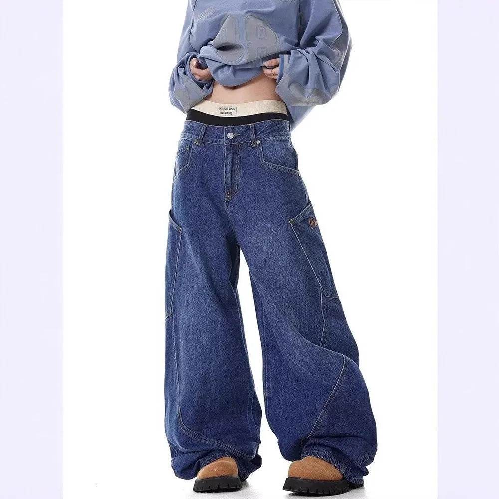 Unisex Baggy Jeans – Y2K Streetwear Wide Leg Denim Pant with Large Pockets S–3XL