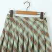 American Retro Low Waist Navel Plaid Pleated Long Skirt Women