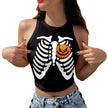 Halloween Printed Skeleton Skull Vest crop Top For Women