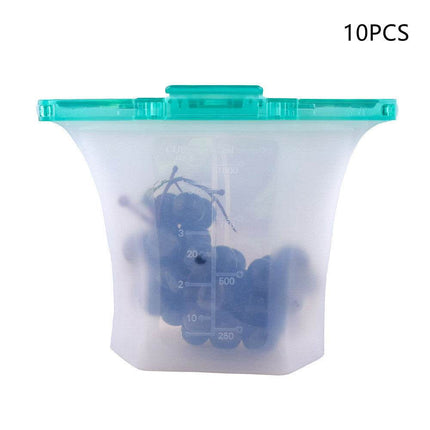 10pcs Kitchen Refrigerator Silicone Food Storage Bag