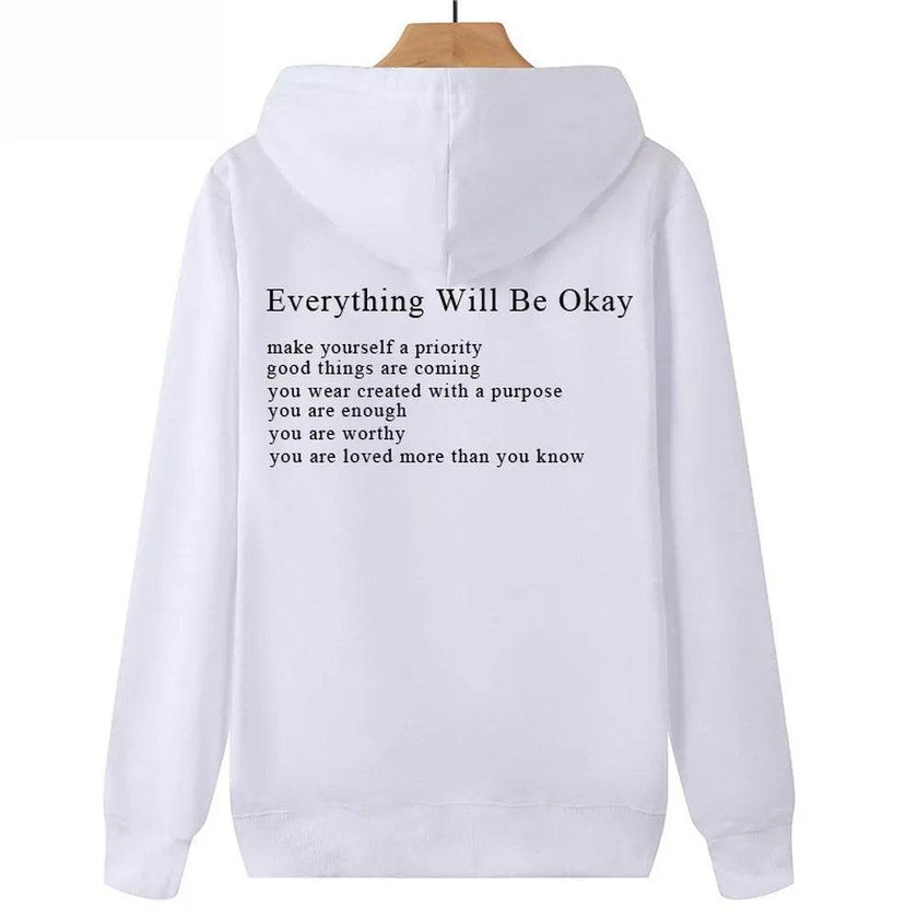 Everything Will Be Okay Loose Casual Men's And Women's Korean Version Loose Round Neck Top